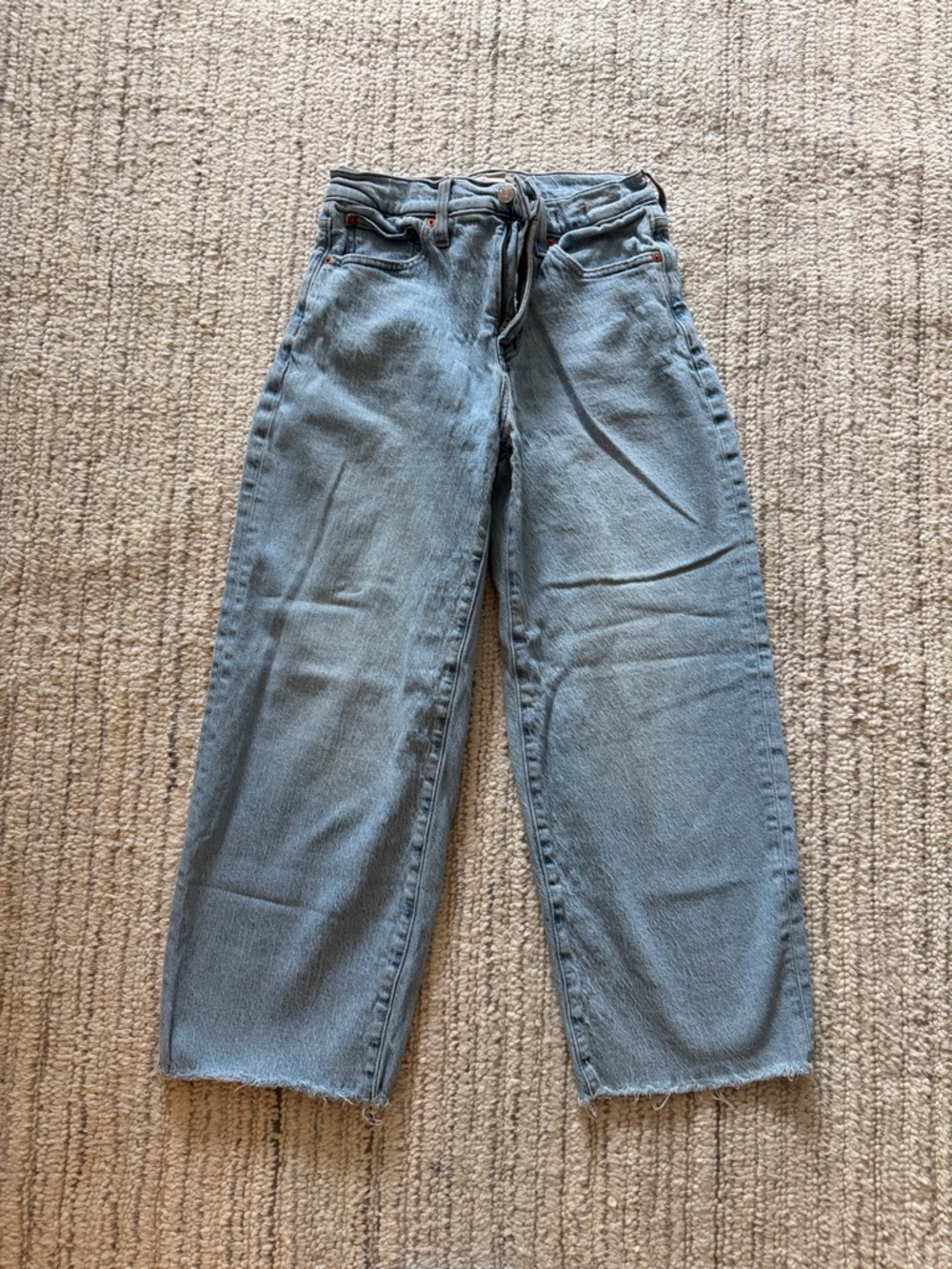 Madewell High-Rise Straight Leg Jeans in Light Blue Wash